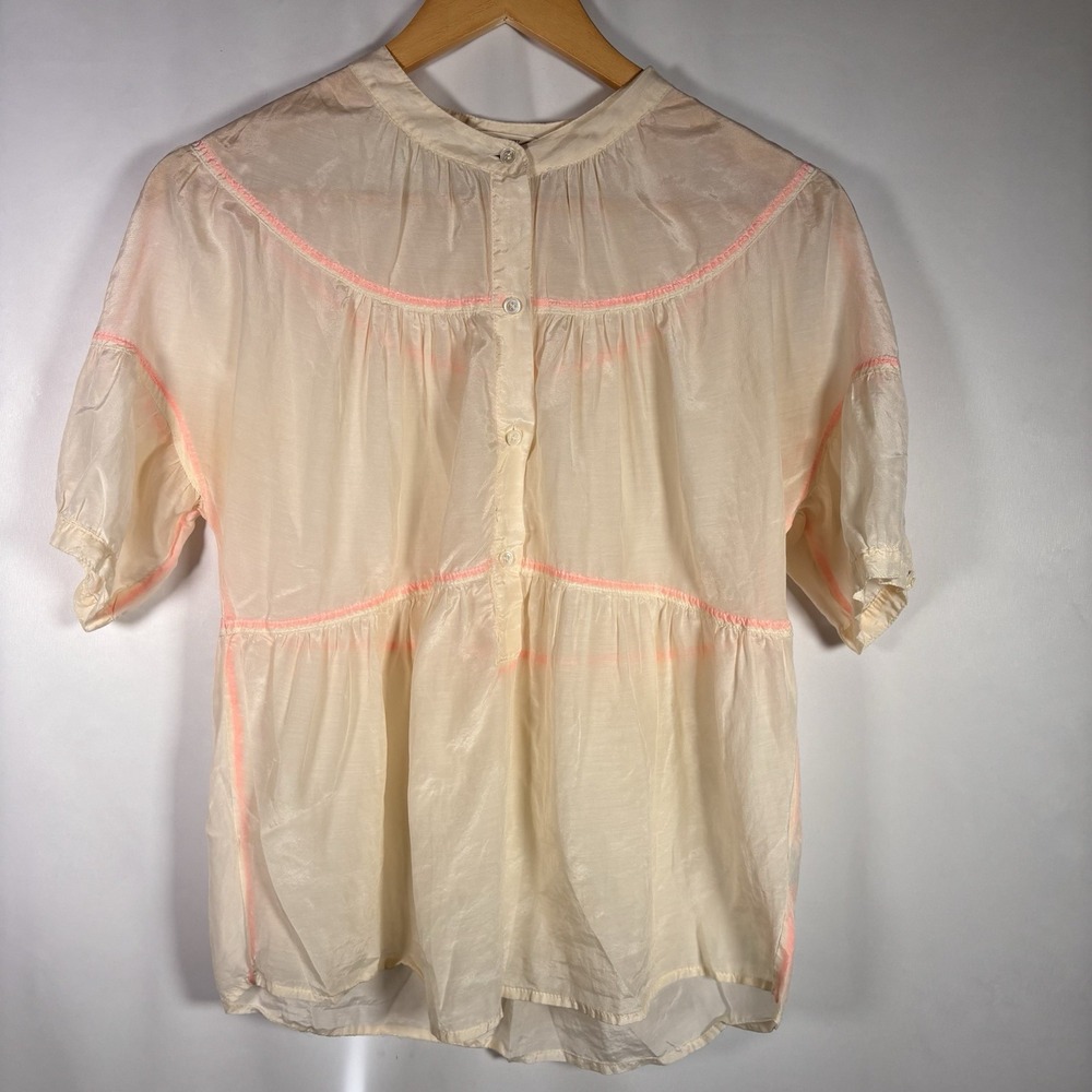 J Crew Silk Blend Sheer Top Womens 2 Small Cottage Edwardian Ballet Coquette